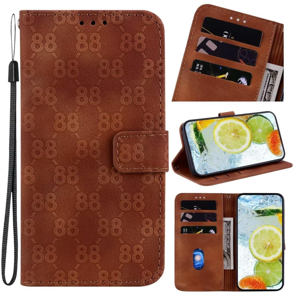 Case For Motorola Moto G Stylus, Shockproof Pu Leather Embossed Eight-Number Kickstand Wallet Folio Card Holder, Brown 9084446305739