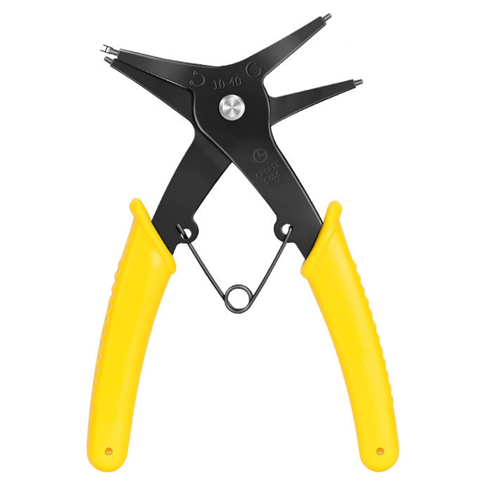 Circlip Pliers Dual-Use Internal And External Non-Slip High-Strength Retainer Ring Pliers Yellow Handle For Industry 9393856203550