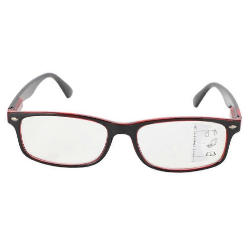 Multifocal Reading Glasses +2.5 Blue Light Blocking Retro Style Presbyopic Eyewear for Visual Fatigue Relief Red Frame