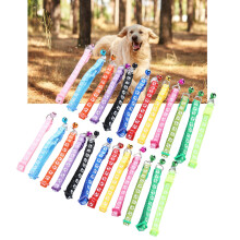 24pcs Reflective Adjustable Soft Paw Print Pet Collars with Bell for Dogs & Cats