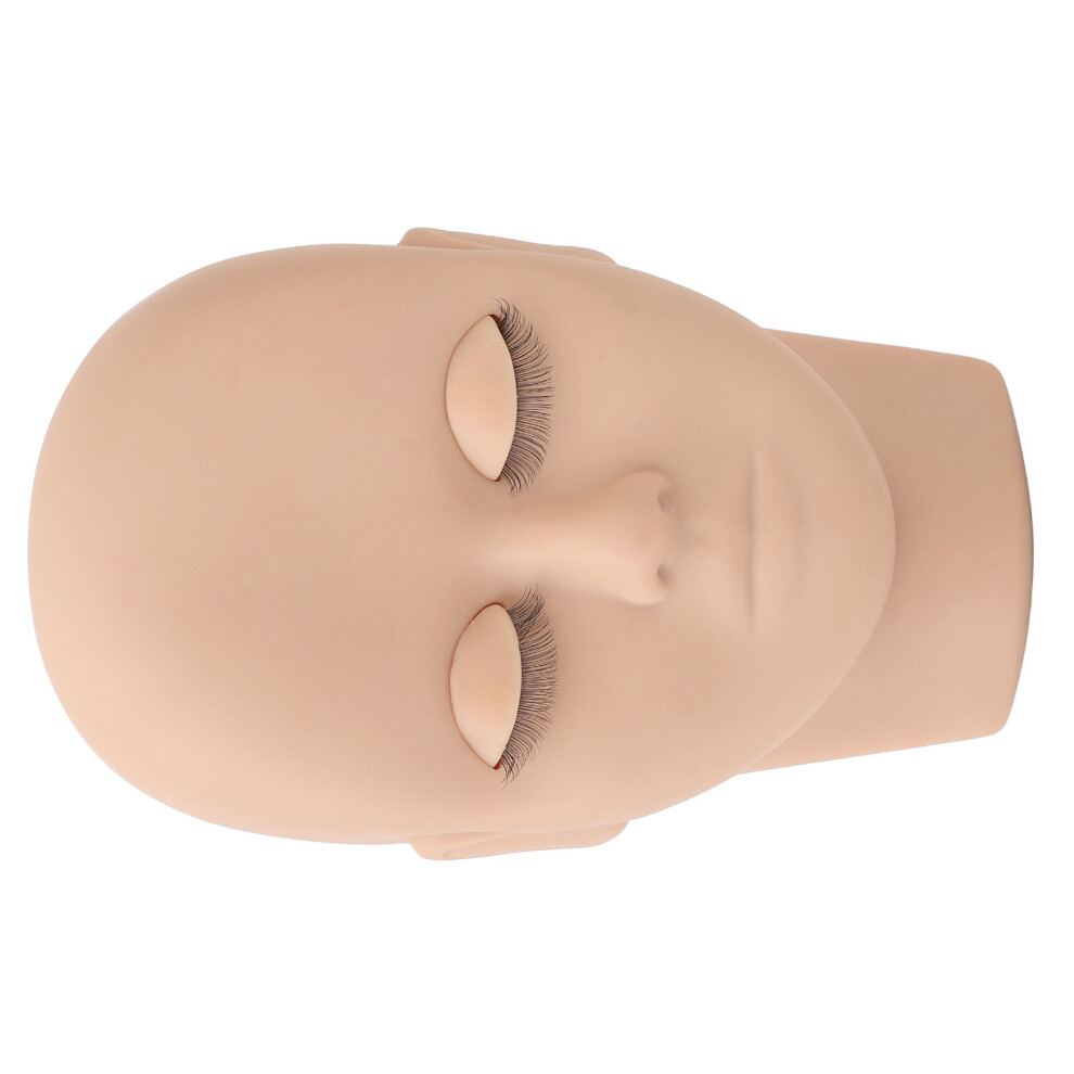 Light/Brown Double Layer Eyelash Mannequin Head - Reusable Makeup Practice Head,
