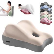(Beige Gray) Ergonomic Multi-Positional Wedge Pillow Thicken Memory Foam Body Pillow Cushion for Bed Reading Relaxing Back Pain Relief