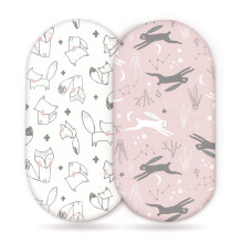 Soft Baby Fitted Sheets 2-Pack Standard Crib Size Elastic Bassinet Sheet Cartoon Print Mattress Covers Fox1