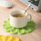 Colorful Dish Cup Pad Soft Silicone Flower Shape Lemon Yellow Dinnerware Mat Tableware Pad 4