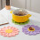 Colorful Dish Cup Pad Soft Silicone Flower Shape Lemon Yellow Dinnerware Mat Tableware Pad 5