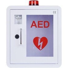 Wall-Mounted AED Defibrillator Storage Cabinet With Alarm Metal Enclosure PVC Window Fits Most AED Models Home/Office