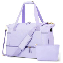 (Purple) Women's Gym Bag with USB Charging Port, Wet Pocket and Shoe Compartment - Travel Duffel Bag for Sports and Weekender