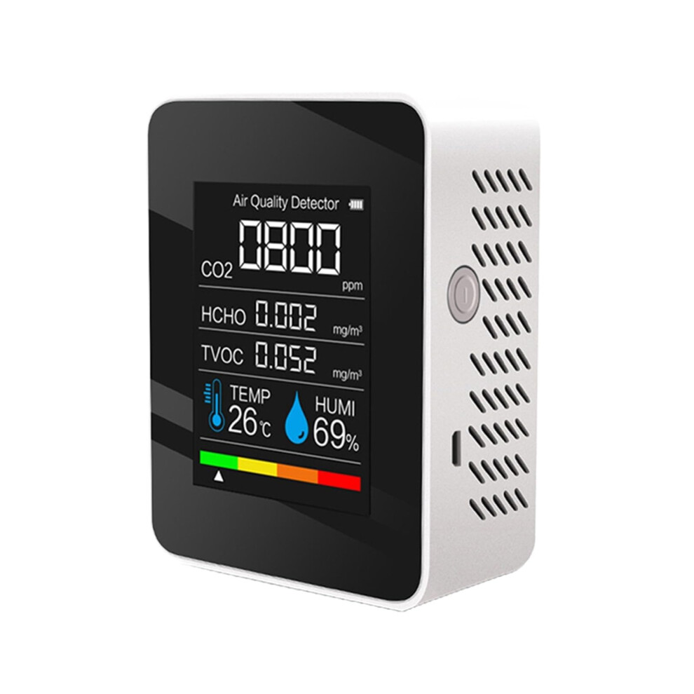 Co2 Carbon Dioxide Detector White Multi-Gas Air Quality Monitor For Home And Office - Co, Pm2.5, Formaldehyde, Tvoc 9393856169344