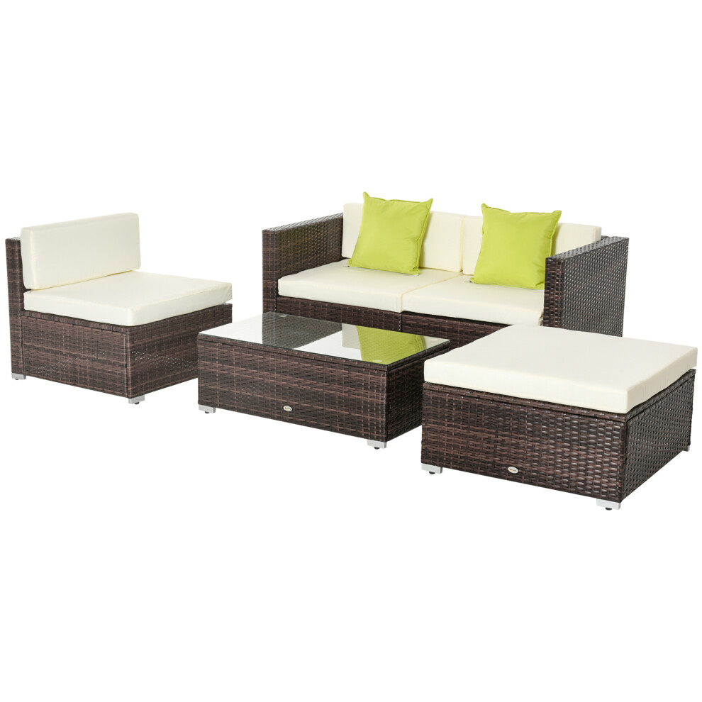 Brown Rattan Garden Sofa Set for 4 â Outdoor Patio Sectional with Coffee Table Weather-Resistant Comfortable Lounge-image-OPC-PKYPCFW-NEW