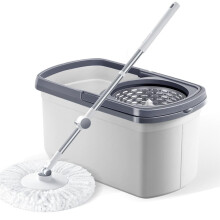 Spin Mop and Bucket Set Rotating Mop With 2 Microfiber Replacement Heads Long-Handle Mop Home And Office