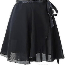 (s, black) Girls Chiffon Wrap Skirt Ballet Skirt Sheer Dance Skirt