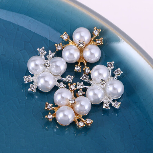 20 Strass Perlen Haarschmuck Brosche Flache Rückseite 2