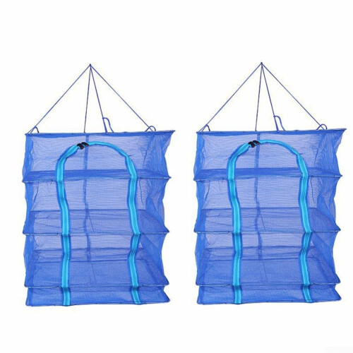 Foldable Fish and Vegetable Drying Net 3-Layer Portable Drying Rack 40x40x65 cm Sturdy Construction