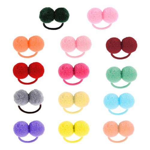14 Kinder Plüsch Ball Haarband Elastisch Haarschmuck