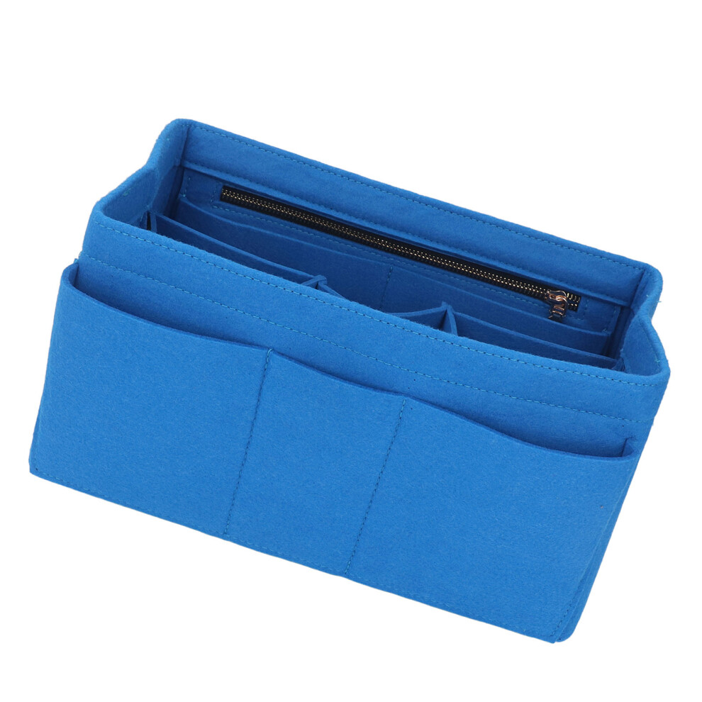 Travel-Friendly Felt Makeup Insert Bag - Multifunctional Zipper Organizer Blue