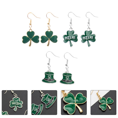 3 Paar Vrouwen Oorbellen St Patrick's Day 1