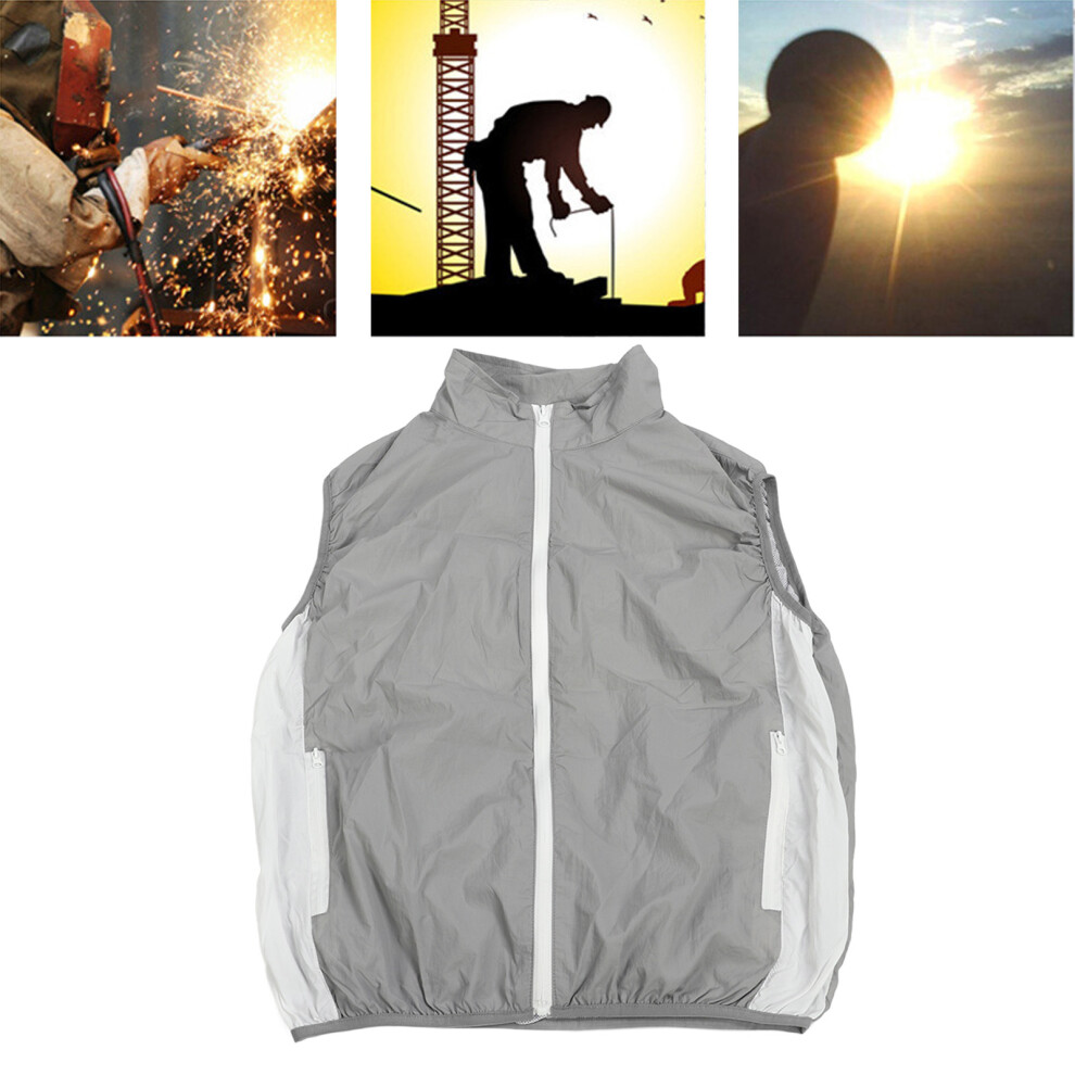 Grey L Cooling Vest For Work Hiking With Wearable Fans Air Flow 3631352259661