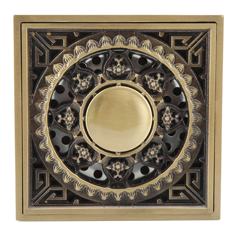 Heavy Duty Brass 10X10cm Gold Floor Drain Waste For Bathroom & Balcony 5061352259787