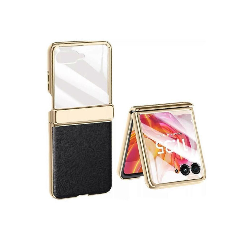 (Black,motorazr50ultra)For Motorola Moto Razr+ 2024/Razr Plus 2024 Case With Hinges Protection PU Cover