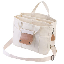 Mom Shopping Bag Leisure With Compartment Stroller Bag Multifunctional Shoulder Messenger Bag For Mother And Baby White