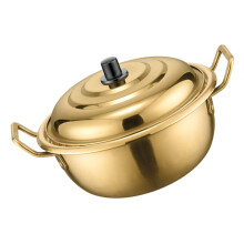 Korean Ramen Noodle Pot Lid Stainless Steel Double-Handle Induction Compatible 20x20x8.5 cm