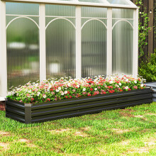 Outsunny Galvanised Raised Bed for Garden, Outdoor Elevated Planter Box, Grey