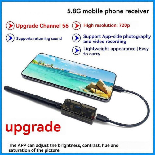 UVC OTG 5.8G 56CH Audio FPV Receiver 720P for Android Mobile Phone Computer Smartphone Transmitter 1