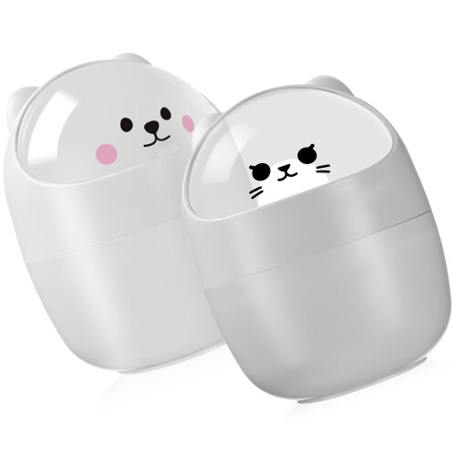 2Stk Mini Müllbehälter Katzen Mülleimer Mit Deckel 1