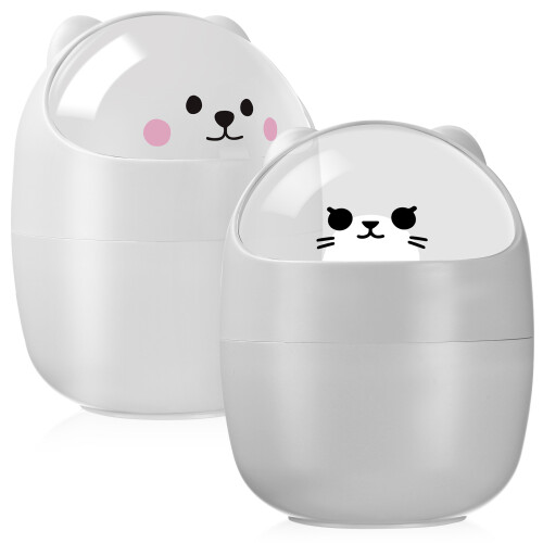 2Stk Mini Müllbehälter Katzen Mülleimer Mit Deckel