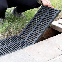 Outdoor Drain Cover Rectangle Polymer Plastic Grate For Driveways And Walkways Linear Drainage Strainer 50x25x2.5 Cm