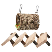 1Set Comfortable Wooden Pet Nest and Climbing Ladder for Hamster Toys