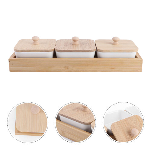 1 Set Keramik Servierplatte Geteilter Snackbehälter 2