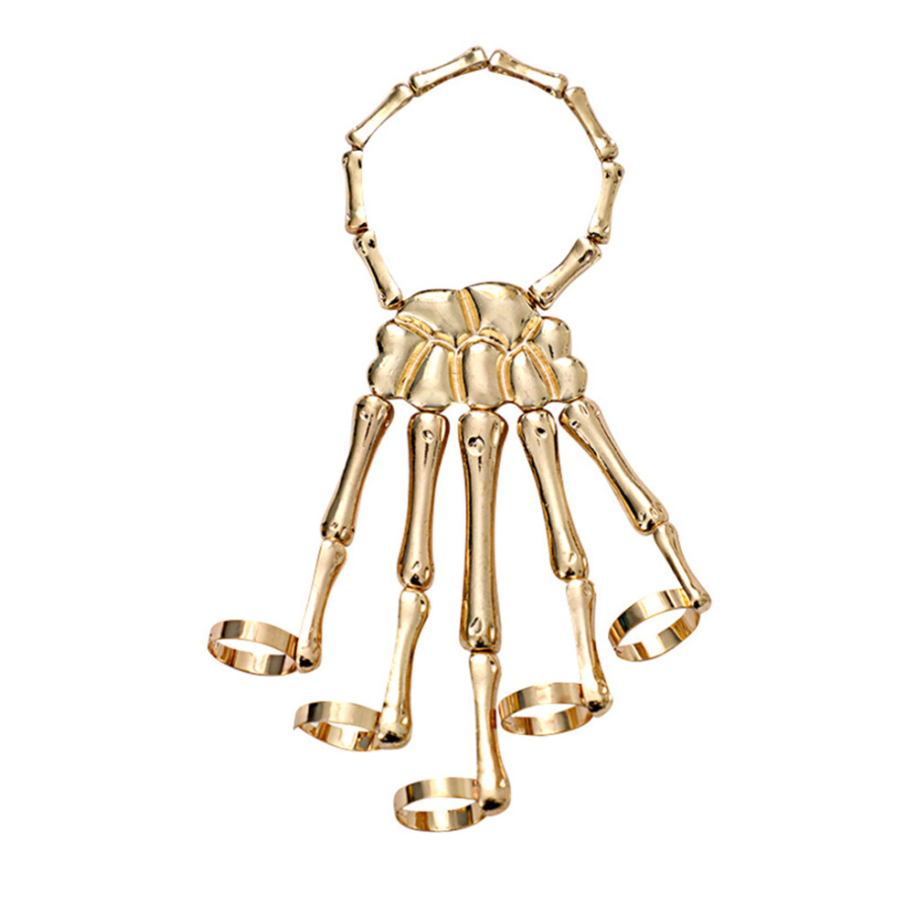 Skull Fingers Metal Skeleton Bracelet Gothic Hand Chain Bone Joint-image-OPC-PKYQ2KY-NEW
