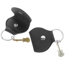 2Stk. Leder Gitarrenplekhalter Mit Etui Schlüsselanhänger