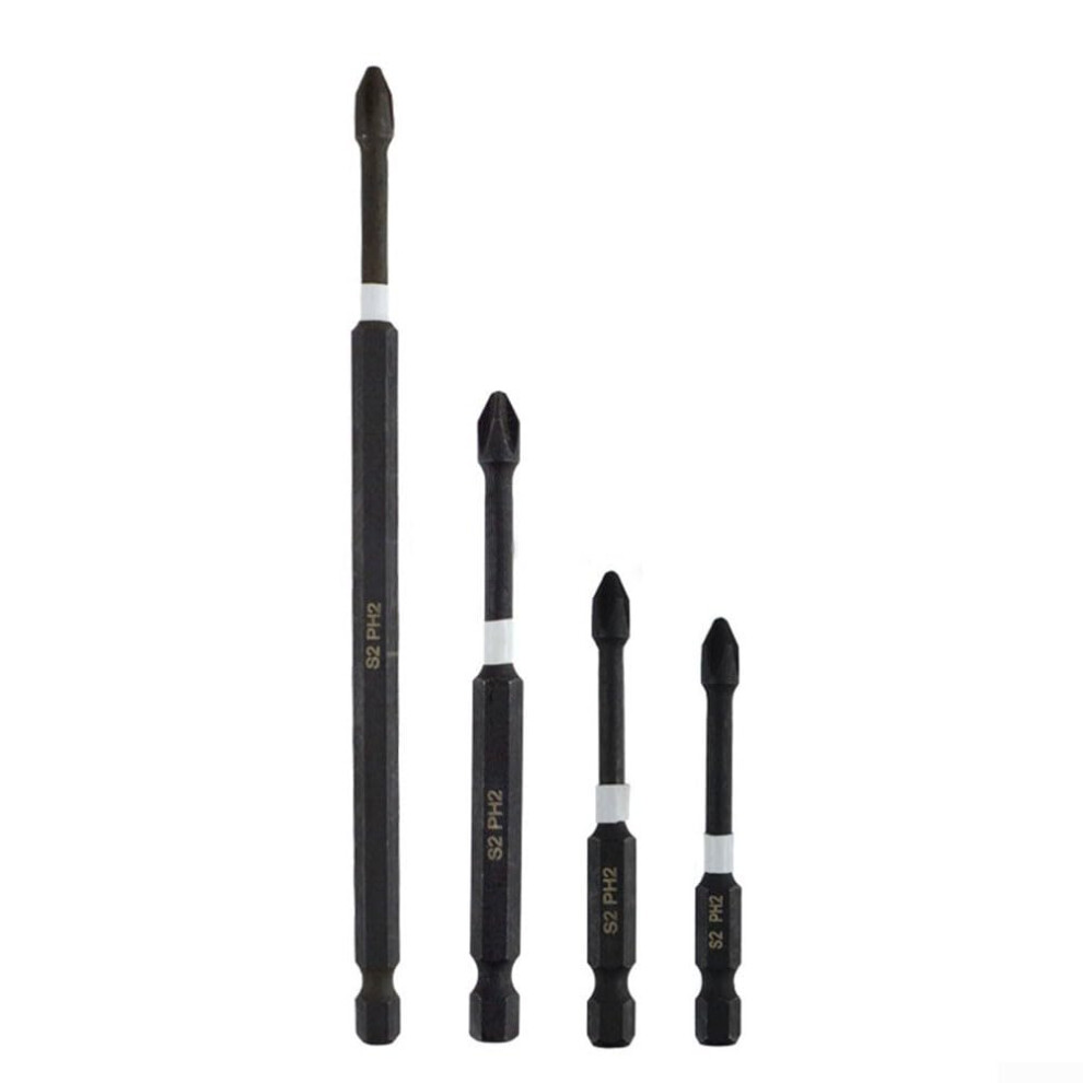 Magnetic Screwdriver Bits Ph2 4-Piece Set, 65Mm, Phillips #2, Magnetic Tip For Efficient Screw Driving 9393856206964