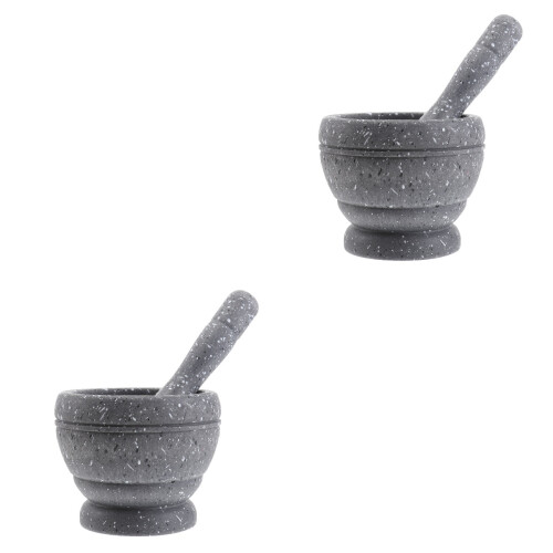 2Pcs Pp Plastic Kitchen Garlic Press Pot Bowl Mortar And Pestle Set 2