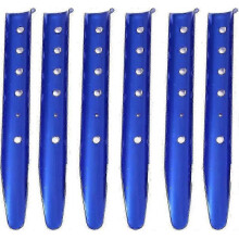 (Blue) Sand Pegs, Aluminum Tent Pegs, U Profile Pegs for Tent, Camping, Hiking, Beach, 6 Pack (Orange)