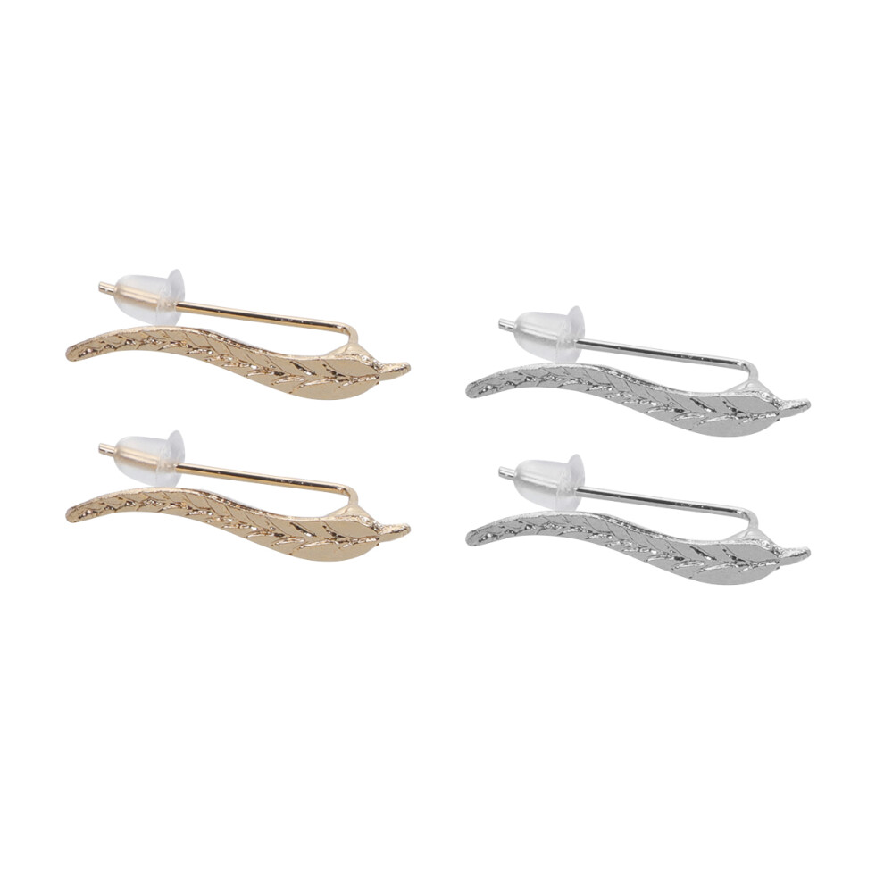 Photos - Earrings 12 Pairs Metal Leaf Ear Studs For Women Girls Golden Silver