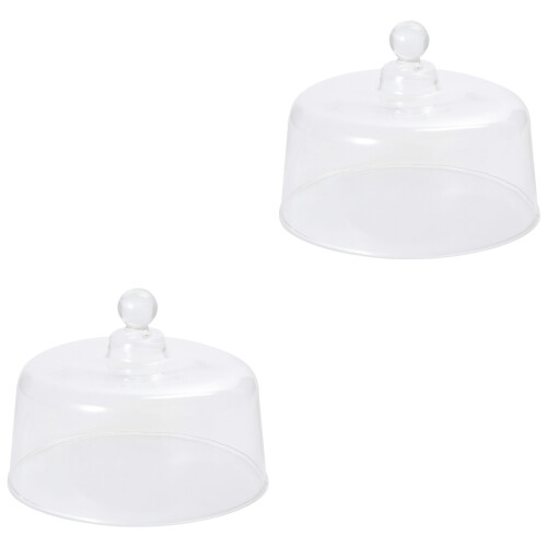 2 Pcs Transparent Glass Dust Cover For Cake Display 2