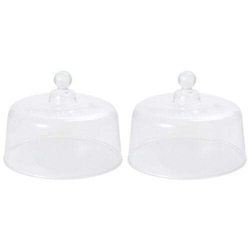 2 Pcs Transparent Glass Dust Cover For Cake Display 1