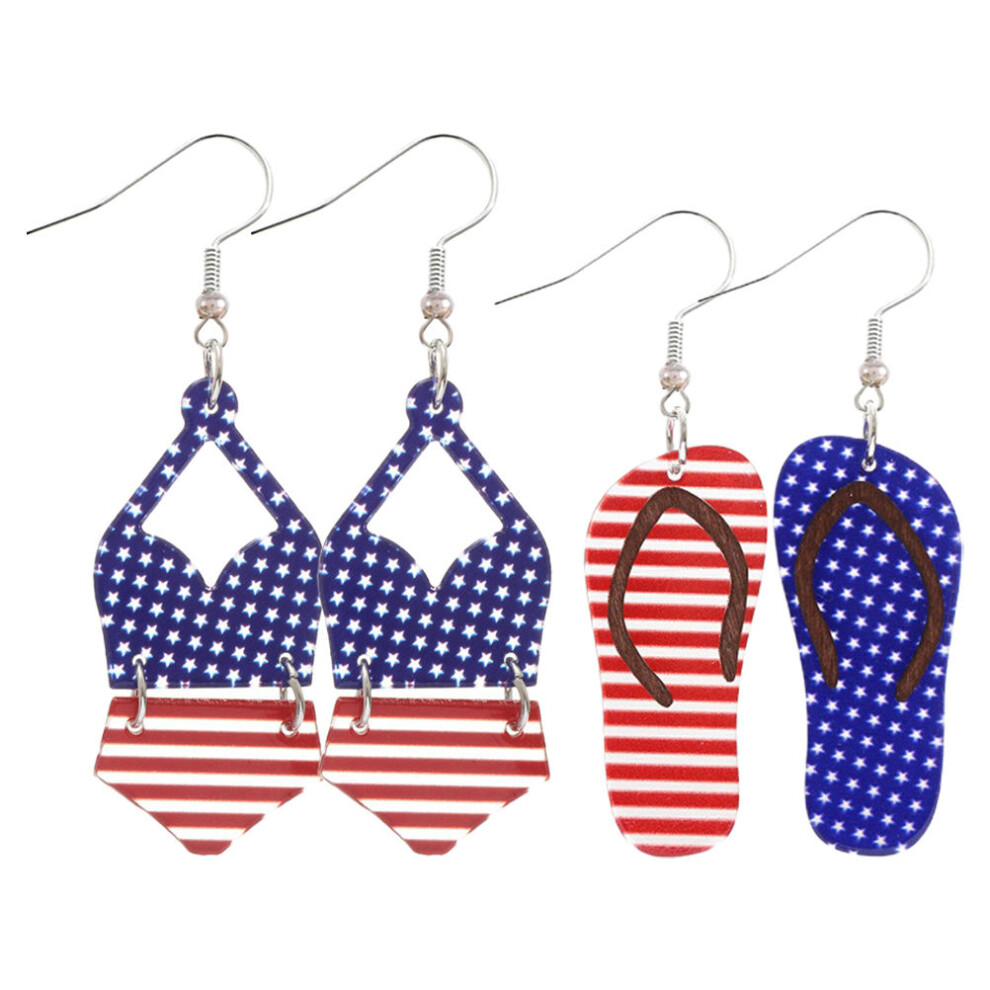 Photos - Earrings 6 Pairs Of Patriotic  For Women Independence Day