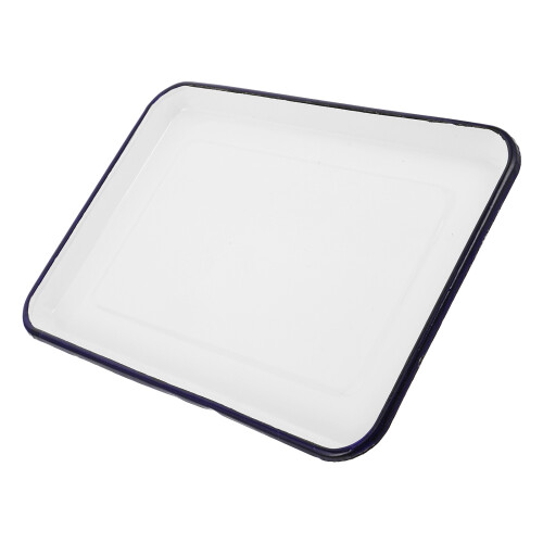 4Pcs Retro Enamel Baking Pan Rectangle White For Bread Fruit Storage 1