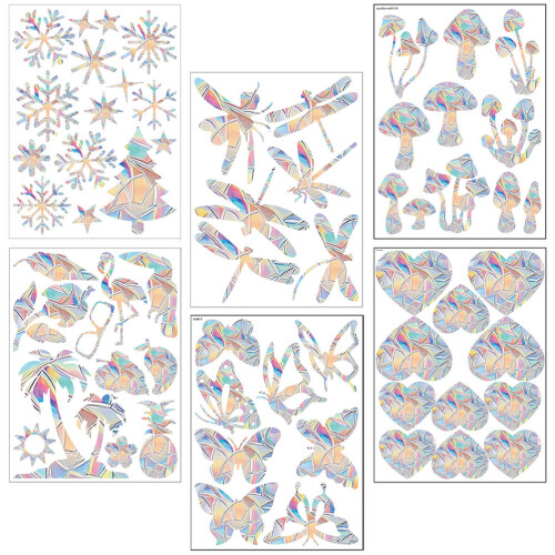 24 Sheets Bird Anti-Collision Window Decals Rainbow Stickers 1
