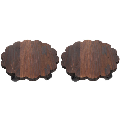2 Pcs Universal Wheels Flowerpot Holder Tray Moveable (Coffee) 1