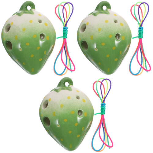 3Pcs Ceramic Ocarina 6 Holes Strawberry Shape Wind Instrument 2