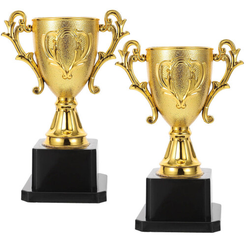 6Stk Goldene Kinder-Party-Trophäen Kunststoff