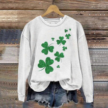 (M,White 2E)Autumn And Winter Printed Sweater Simple Casual Round Neck For Women