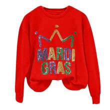(2XL,Red)Autumn And Winter Printed Sweater Simple Casual Round Neck For Women