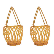2Stk Vintage Nachahmung Rattan Geflochtener Weißweinkorb
