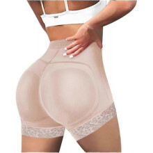(M, Beige) Women Body Shaper Padded Butt Lifter Panty Butt Hip Enhancer Fake Bum Shapwear Briefs Push Up Shorts